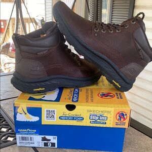 Skechers Men's Dark Brown Leather Boots